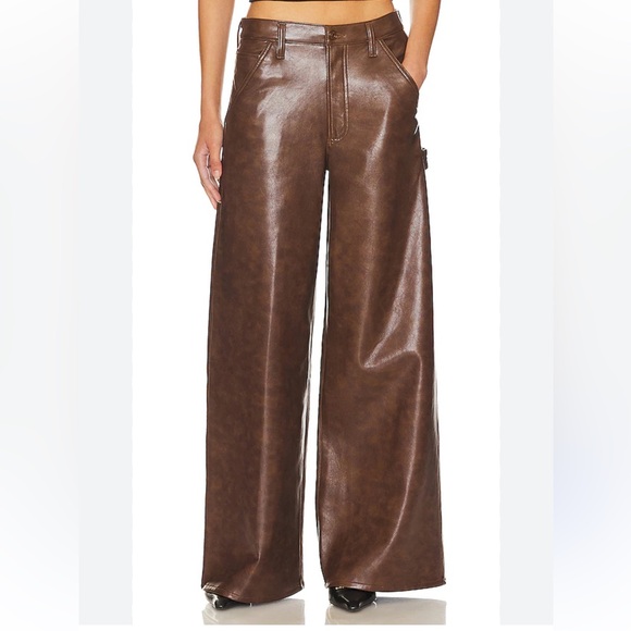 Agolde Pants - AGOLDE dale wide leg brown carpenter trouser